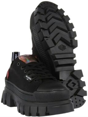 Palladium Platform Shoes Revolt Lo Black Goth Punk Combat Boot Big Tread Grunge